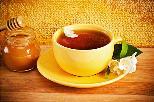 茶杯,花,茉莉属,蜂蜜