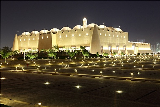 清真寺,光亮,夜晚,多哈,卡塔尔