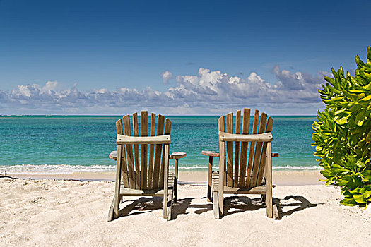 休息,椅子,漂亮,沙滩,靠近,海洋
