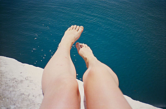 腿,悬着,海洋,希腊