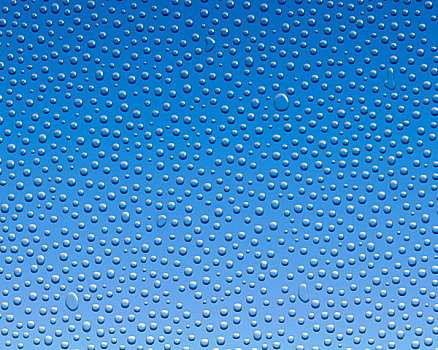 水,浓缩,玻璃,上方,蓝色背景