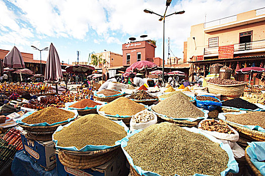 户外,香料市场,马拉喀什,露天市场