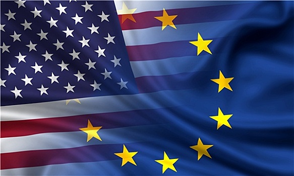 美国,欧盟,旗帜,组合