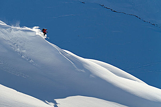 男人,边远地区,滑雪,粉状雪,南方,脸,山脊,科奈山地,冬天,阿拉斯加
