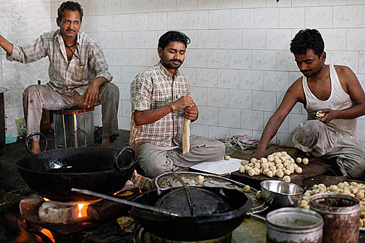 印度,工人,厨房