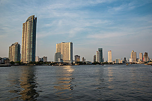 天际线,湄南河,摩天大楼,曼谷,泰国,亚洲