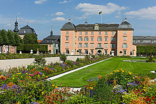 城堡,花园,施威琴根,18世纪,巴登符腾堡,德国,欧洲
