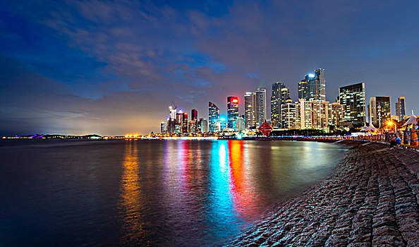 青岛城市建筑景观夜景