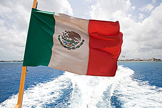 国家,旗帜,墨西哥,渡轮,科苏梅尔,加勒比