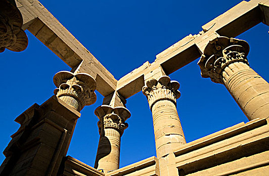 埃及,阿斯旺,尼罗河,岛屿,伊希斯,柱子,蓝天