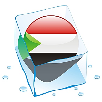 苏丹,旗帜,冰冻,冰块