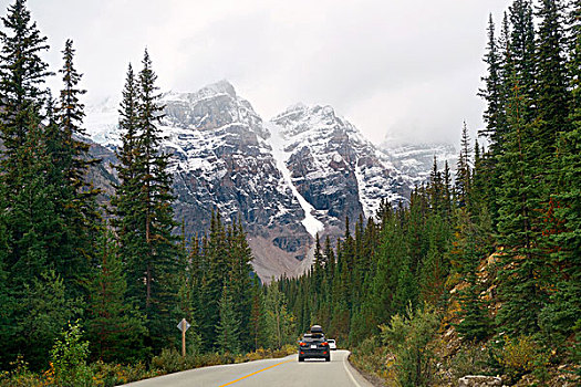 雪山,班芙国家公园,公路,加拿大