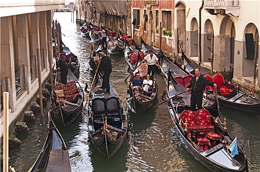 威尼斯,意大利,四月,许多,小船