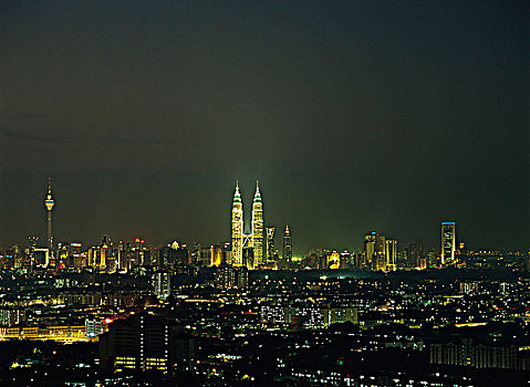 城市,夜晚,吉隆坡,马来西亚