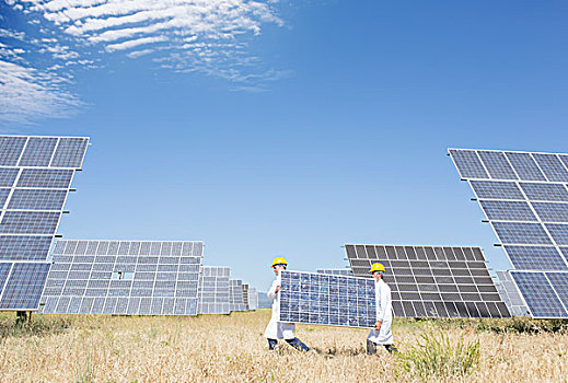 科学家,太阳能电池板,乡村风光