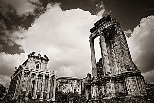 柱子,罗马,古罗马广场,遗址,古建筑,意大利