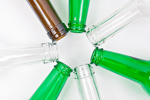 玻璃瓶,混合,彩色,绿色,清晰,白色,褐色