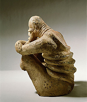 赤陶,雕塑,一个,男人,杰内,莫普提,区域,尼日尔,河