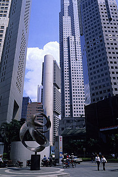 新加坡,市区,摩天大楼,雕塑