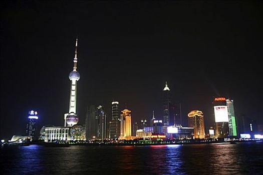 浦东,天际线,夜晚,上海,中国