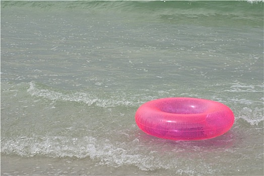 粉色,救生器材,海洋,海浪