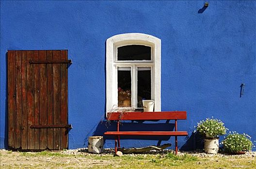 蓝色,房子,窗户