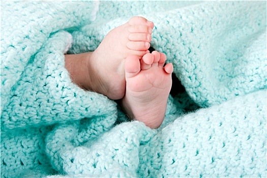 婴儿,脚,毯子