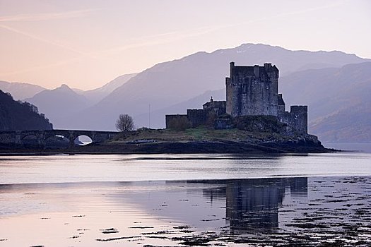 城堡,湖,高地,苏格兰
