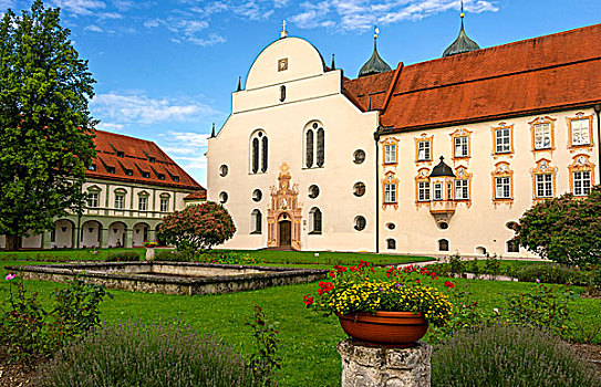 大教堂,回廊,本笃会修道院,本尼特伯扬,上巴伐利亚,巴伐利亚,德国,欧洲