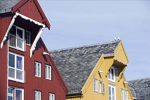 挪威,特罗姆瑟,城市,中心,数字,老,木屋,挪威北部,独特,传统,水岸,俯瞰,区域