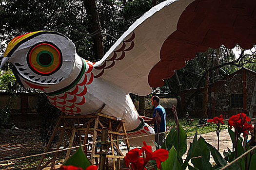 大,吉祥物,艺术,达卡,大学,庆贺,新年,孟加拉,四月,2008年