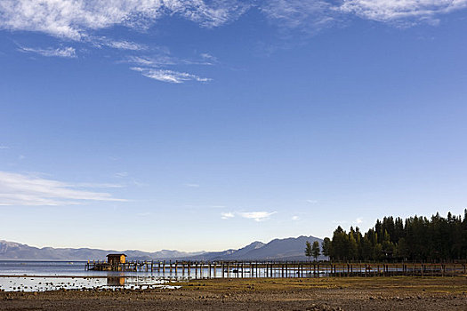 太浩湖,日落,加利福尼亚,美国