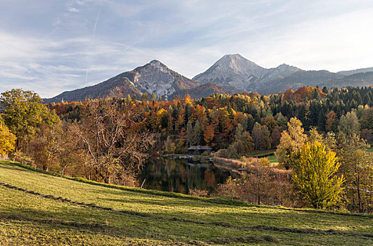 湖,秋天,风景,卡林西亚,奥地利