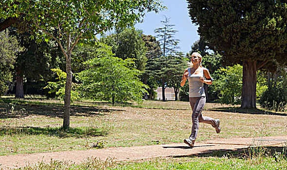 慢跑,女运动员,公园