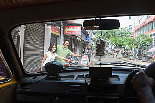 伴侣,站立,路边,搭车,加尔各答,西孟加拉,印度