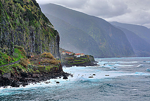 悬崖,海岸,北方,马德拉岛,岛屿,葡萄牙