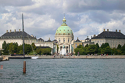 风景,宫殿,大理石,教堂,哥本哈根,丹麦