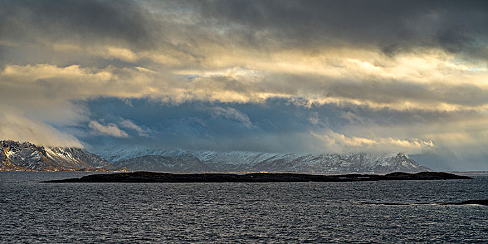 风景,海洋,山脉,背景,诺尔兰郡,挪威