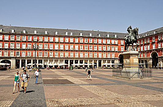 骑马,雕塑,腓力,广场,马德里,西班牙,伊比利亚半岛,欧洲