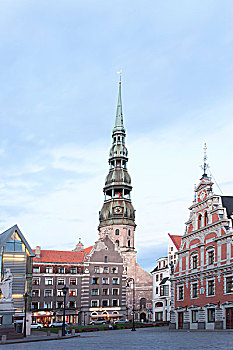建筑,城镇广场,房子,拉脱维亚