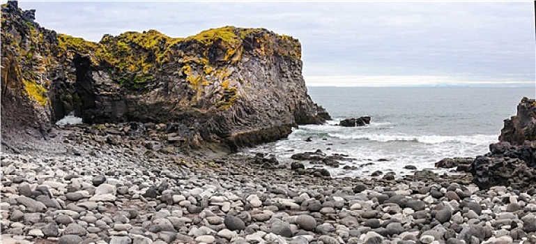 冰岛,海滩,黑色,火山岩,石头,斯奈山半岛