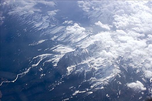 飞行,上方,阿尔卑斯山
