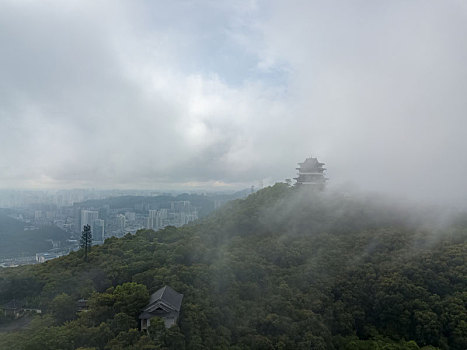 广东惠州高榜山挂榜阁云海航拍风光