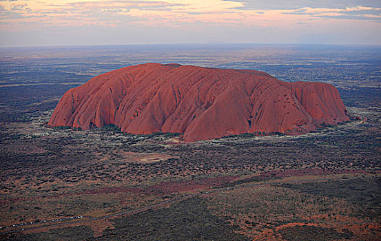 俯视,风景,乌卢鲁巨石,石头,日落,乌卢鲁卡塔曲塔国家公园,北领地州,澳大利亚