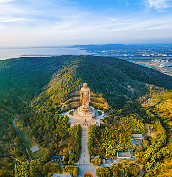 航拍江苏省无锡市滨湖区灵山大佛景区