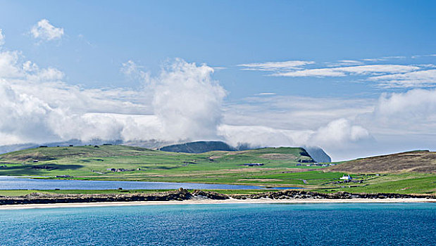 风景,南,大陆,设得兰群岛,苏格兰,英国,大幅,尺寸