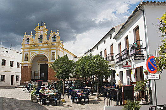 西班牙,街边咖啡厅,小镇,广场,安达卢西亚