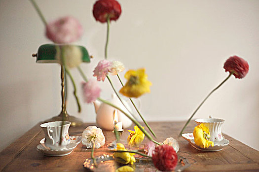 茶具,花,前景