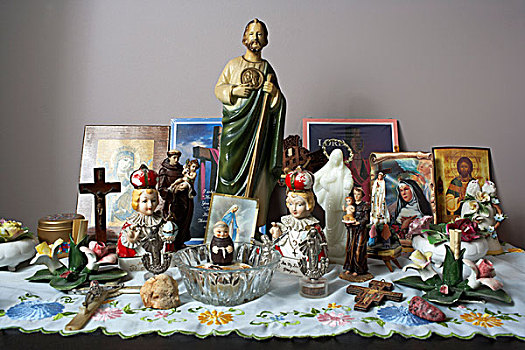 宗教,雕塑,祈祷,象征,桌子