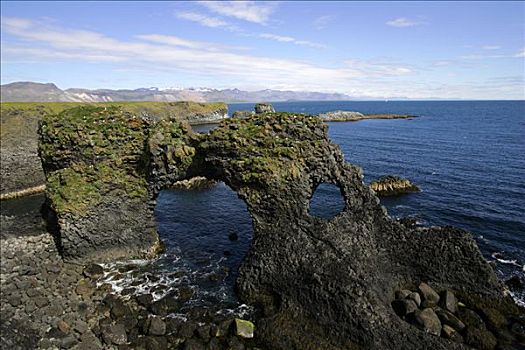玄武岩,拱形,火山,悬崖,海岸,冰岛,欧洲